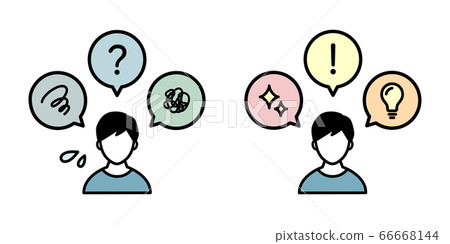 Negative and positive thinking icon/worry/flash 66668144