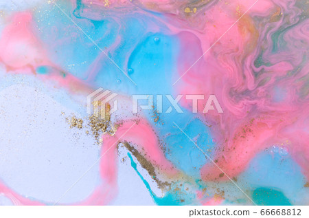 Pink, green and gold mixed inks on white paper background. Pink, green and gold mixed inks on white paper background. 66668812