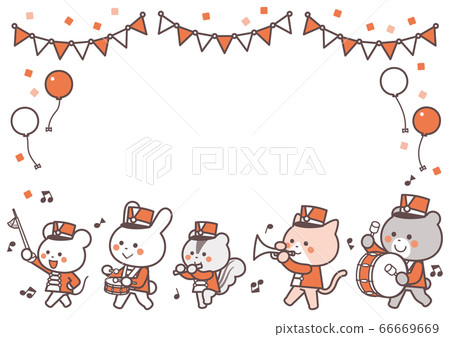 Marching band of animals march character frame 2 colors 66669669