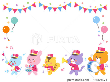 Animal marching band march character frame 66669671