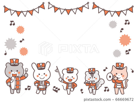 Animal marching band character frame 2 colors 66669672