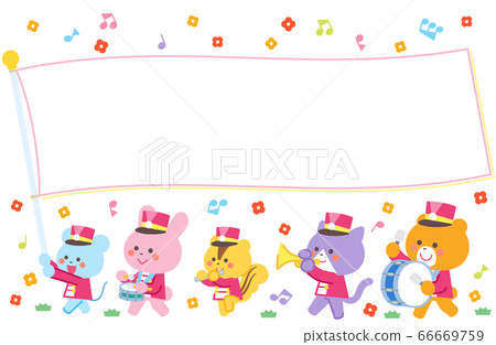 Animal marching band march flag frame 66669759