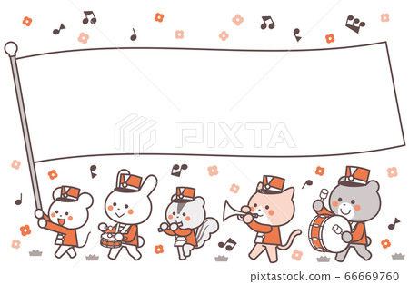 Marching band of animals March flag frame 2 colors 66669760