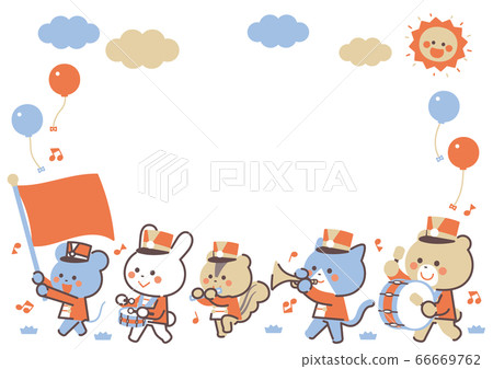 Marching band of animals March character frame 4 colors Simple color 66669762