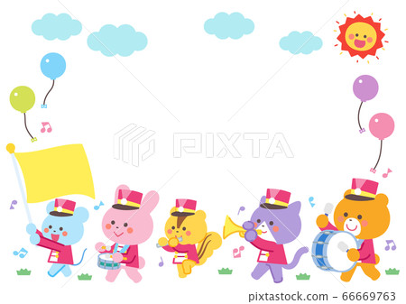 Animal marching band march character frame 66669763