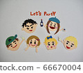 6 men and women enjoying a party in a white background 66670004