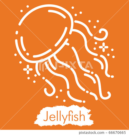 Illustration isolated on orange background. Line style vector 66670665