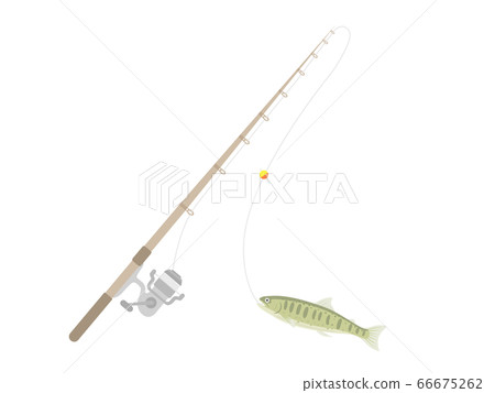 釣魚竿和山形鱒魚的插圖 66675262
