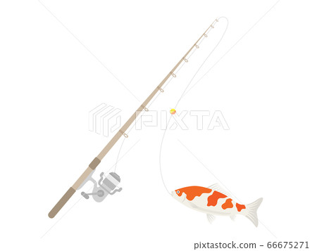 Illustration of fishing rod and carp 66675271