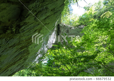 《Okayama Prefecture》 Scenery of Rashomon No.1 Cave during the fresh green season 66679532