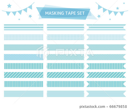 Illustration set of colorful masking tape Star ribbon headline flag 66679858