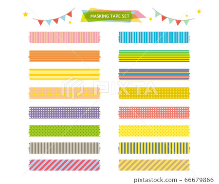 Illustration set of colorful masking tape Star ribbon headline flag 66679866