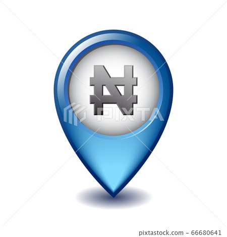 Symbol of Nigerian money on Map Pointer. Symbol of Nigerian money on Map Pointer. 66680641