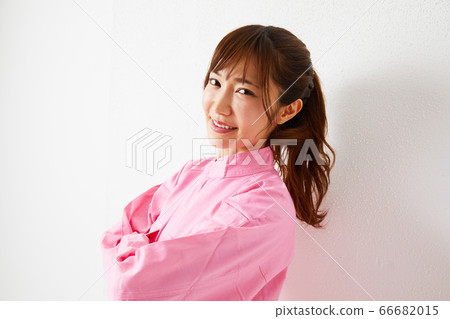 Ladies' fashion white walled overall workwear wearing workwear Ladies' fashion white walled overall workwear wearing workwear 66682015