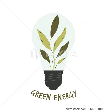 Light bulb with green leaves inside. Green energy Light bulb with green leaves inside. Green energy 66683005