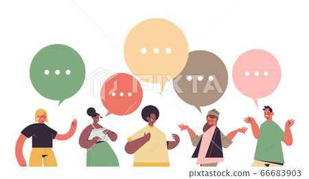 mix race people discussing during meeting chat bubble communication digital detox relaxation concept mix race people discussing during meeting chat bubble communication digital detox relaxation concept 66683903