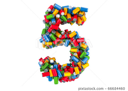 Number 5 from colored metallic drink cans Number 5 from colored metallic drink cans 66684460