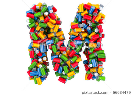 Letter M from colored metallic drink cans Letter M from colored metallic drink cans 66684479