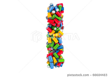 Letter I from colored metallic drink cans 66684483