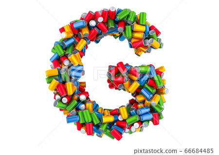 Letter G from colored metallic drink cans 66684485