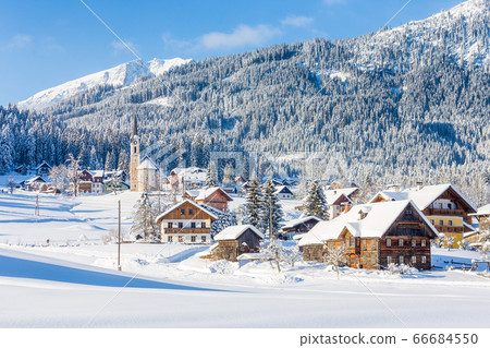 Gosau mountain village in winter, Upper Austria, Austria Gosau mountain village in winter, Upper Austria, Austria 66684550