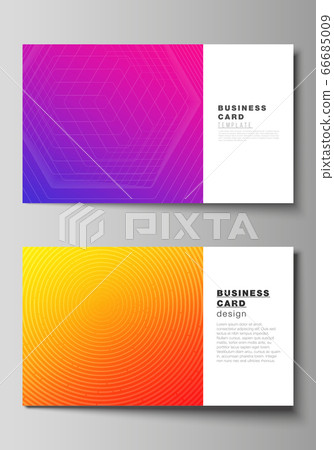 The minimalistic abstract vector illustration of the editable layout of two creative business cards design templates. Abstract geometric pattern with colorful gradient business background. The minimalistic abstract vector illustration of the editable layout of two creative business cards design templates. Abstract geometric pattern with colorful gradient business background. 66685009