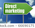 Direct marketing word with green road sign 66690175