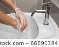 Coronavirus pandemic prevention by  wash hands and 66690384