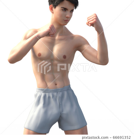 Muscular male trained body perming3DCG illustration material 66691352