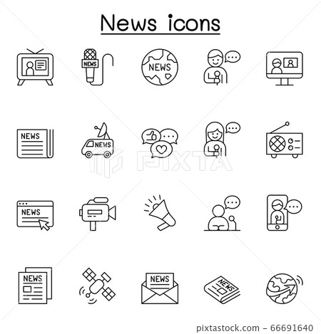 News icons set in thin line style - Stock Illustration [66691640] - PIXTA