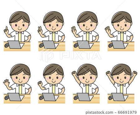 Boy 02_08 (boy operating laptop, smiling, upper... - Stock Illustration ...