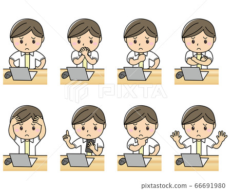 Boy 02_05 (boy operating a laptop, troubled face, upper body) Boy 02_05 (boy operating a laptop, troubled face, upper body) 66691980