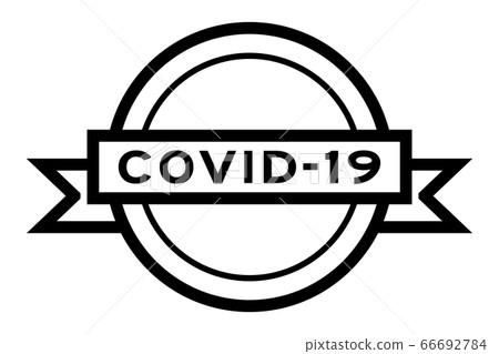 Round vintage label banner in black color with word COVID-19 (Code for Coronavirus) on white background Round vintage label banner in black color with word COVID-19 (Code for Coronavirus) on white background 66692784