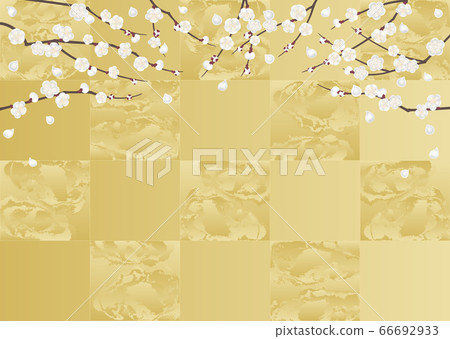 裝飾背景白色李子和金箔 裝飾背景白色李子和金箔 66692933