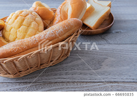Bread lot wood grain background Bread lot wood grain background 66693835
