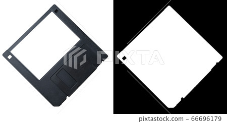 A black floppy disk on transparent picture background. 66696179