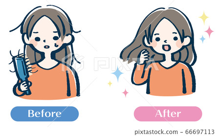Hair loss concern woman before and after illustration 66697113
