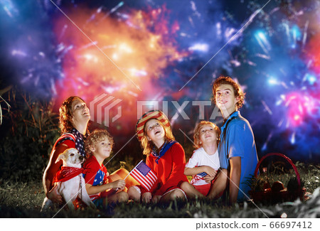 American family on Independence Day. 4th of July. 66697412