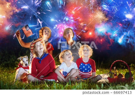 American family on Independence Day. 4th of July. 66697413
