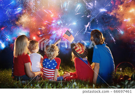 American family on Independence Day. 4th of July. American family on Independence Day. 4th of July. 66697461