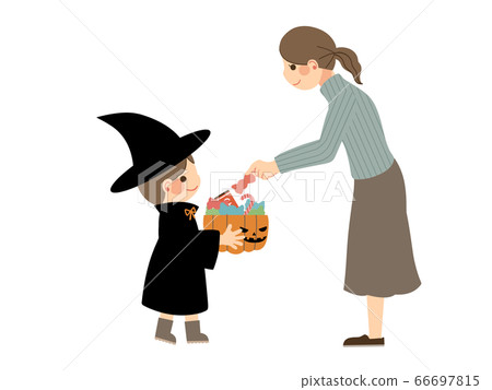 Children receiving Halloween sweets Children receiving Halloween sweets 66697815