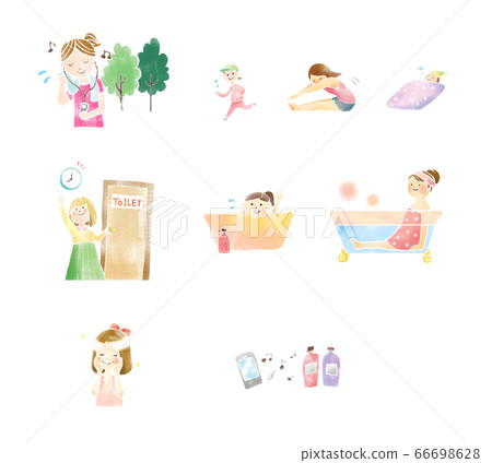 Assorted illustrations of women living a healthy life 66698628