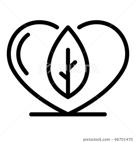 Eco recycling heart icon, outline style Eco recycling heart icon, outline style 66701470