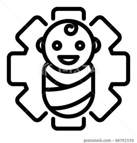 Baby and medical cross icon, outline style Baby and medical cross icon, outline style 66701550