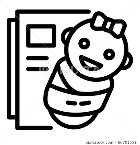 Baby and document icon, outline style Baby and document icon, outline style 66701551