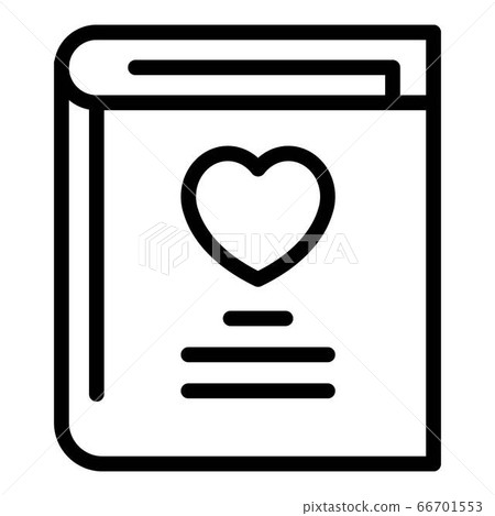 Book with a heart icon, outline style Book with a heart icon, outline style 66701553