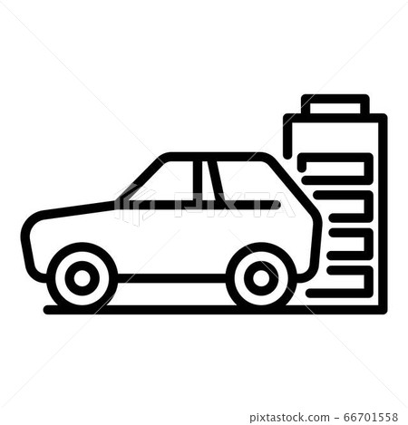 Electric car and battery icon, outline style 66701558