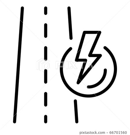 Road and lightning icon, outline style Road and lightning icon, outline style 66701560