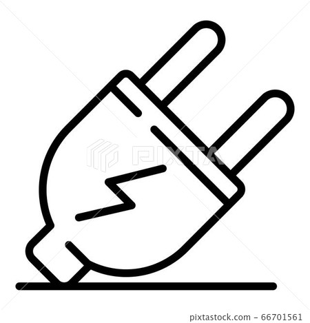 Electric car plug icon, outline style Electric car plug icon, outline style 66701561