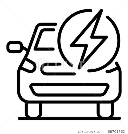 Electric car front view icon, outline style Electric car front view icon, outline style 66701562
